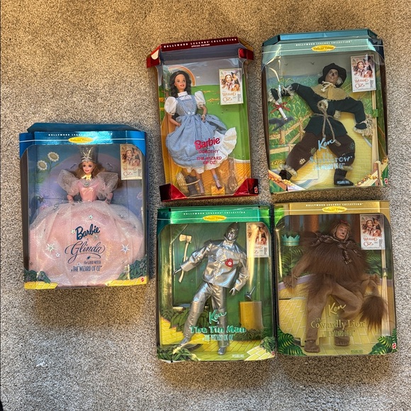 Vintage Mattel Barbie & Ken Wizard of Oz Dorothy Scarecrow Tin Man Lion Glinda